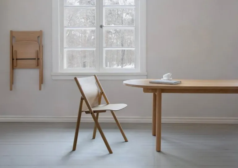 Nikari Faneeri folding chair, lacquered oak