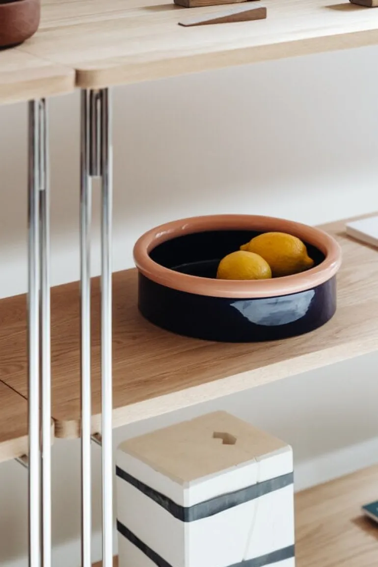 Nine Rod bowl, 7 x 23,3 cm, coral - dark blue