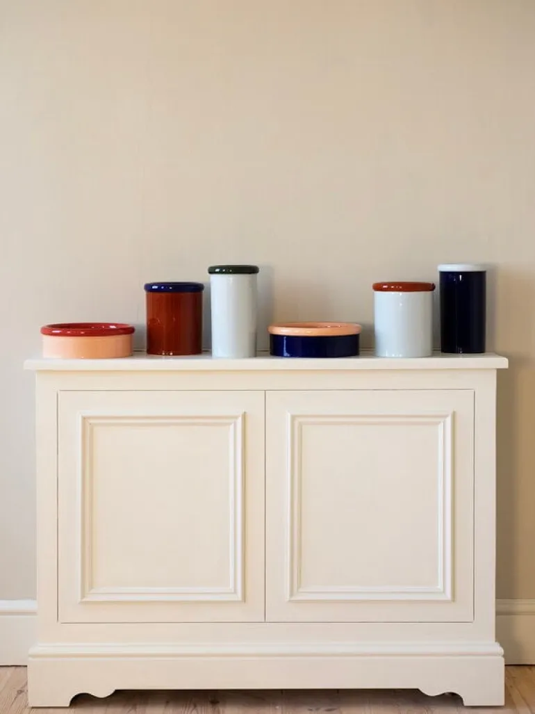 Nine Rod bowl, 7 x 23,3 cm, coral - dark blue