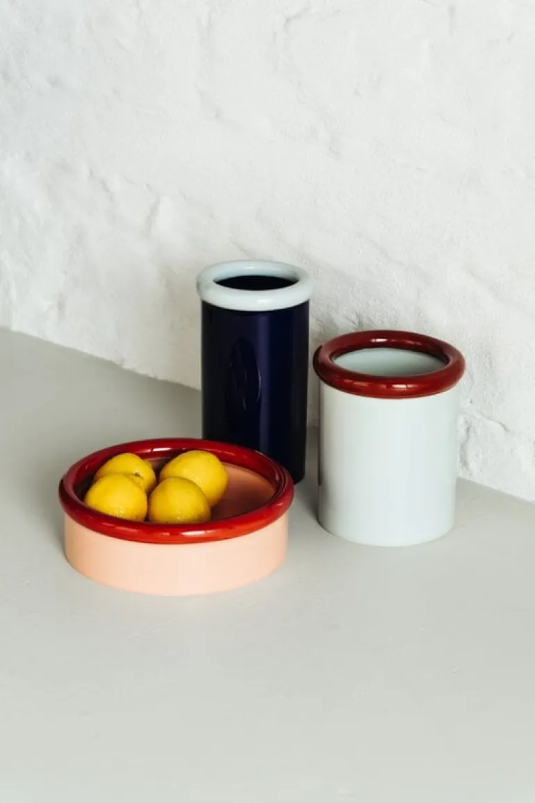 Nine Rod bowl, 7 x 23,3 cm, red - coral