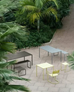 Nine Sine dining table, 75,5 x 75,5 cm, yellow