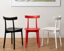 Nine Skinny side chair, red stained ash