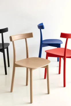 Nine Skinny side chair, red stained ash