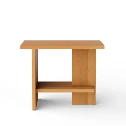 Nine Tee side table, rectangular, matt lacquered oak