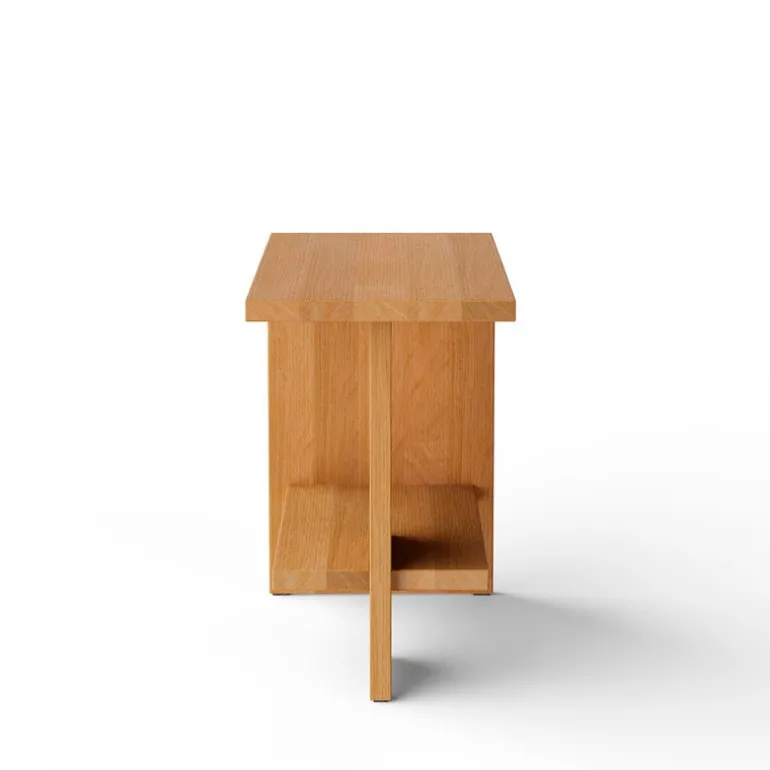 Nine Tee side table, rectangular, matt lacquered oak