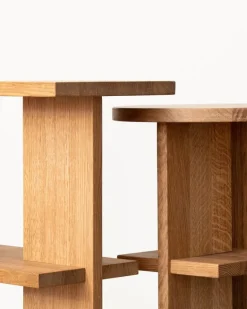 Nine Tee side table, rectangular, matt lacquered oak