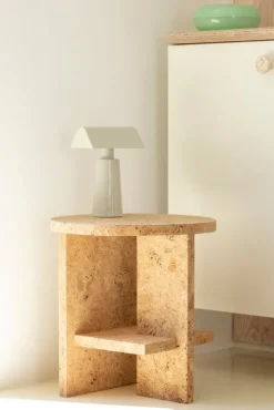 Nine Tee side table, round, natural cork