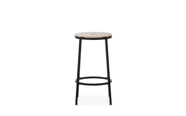 Normann Copenhagen Circa bar stool, 65 cm, black steel - oak