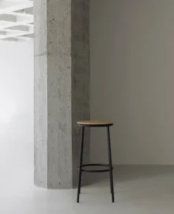 Normann Copenhagen Circa bar stool, 75 cm, black steel - oak