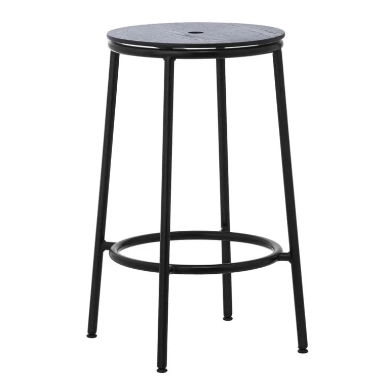 Normann Copenhagen Circa bar stool, 65 cm, black steel - black oak