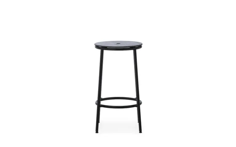 Normann Copenhagen Circa bar stool, 65 cm, black steel - black oak