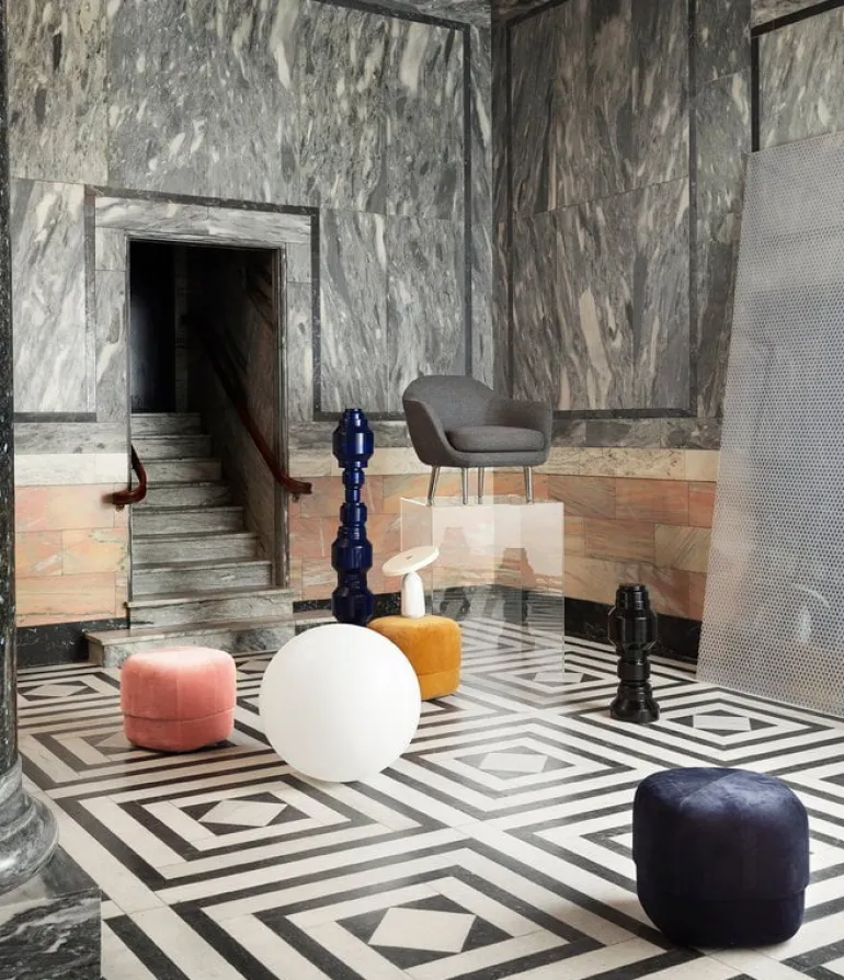 Normann Copenhagen Circus pouf, small, dark blue velour