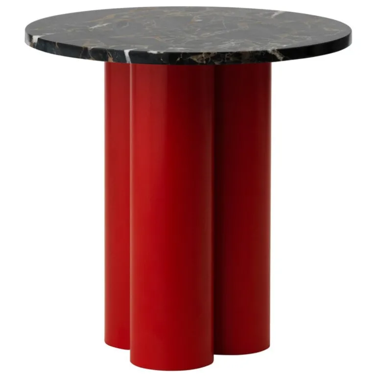 Normann Copenhagen Dit table, bright red - Portoro Gold marble