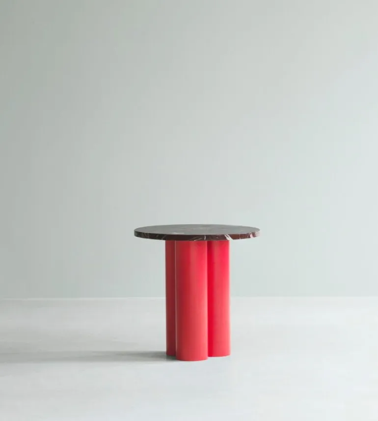 Normann Copenhagen Dit table, bright red - Portoro Gold marble
