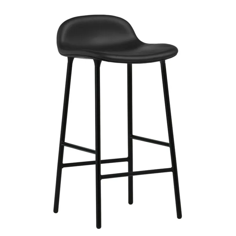 Normann Copenhagen Form bar stool, 65 cm, black steel - black leather Ultra