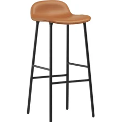 Normann Copenhagen Form bar stool, 75 cm, black steel - brandy leather Ultra