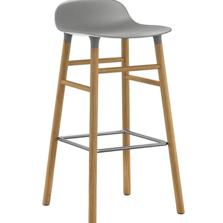 Normann Copenhagen Form bar stool, 75 cm, grey - oak