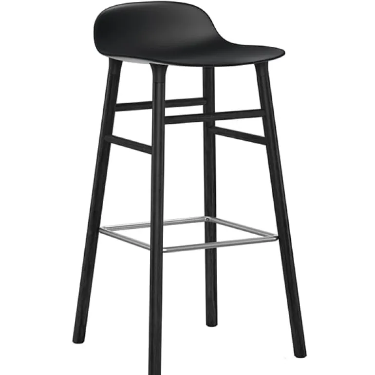 Normann Copenhagen Form bar stool, 75 cm, black - black oak