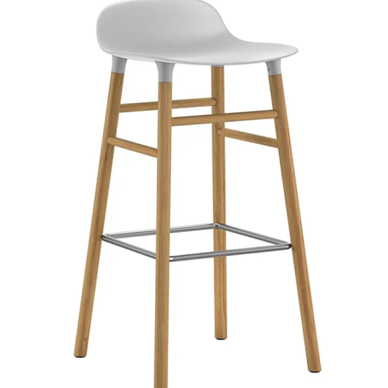 Normann Copenhagen Form bar stool, 75 cm, white - oak