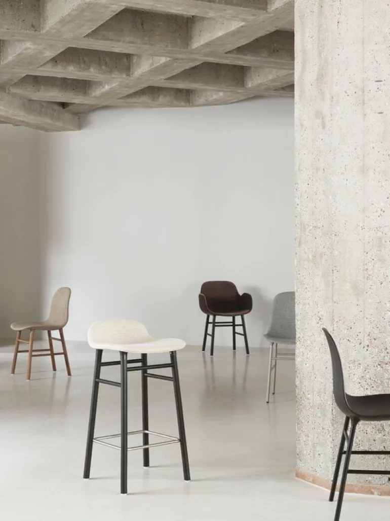 Normann Copenhagen Form bar stool, 65 cm, black oak - black leather Ultra