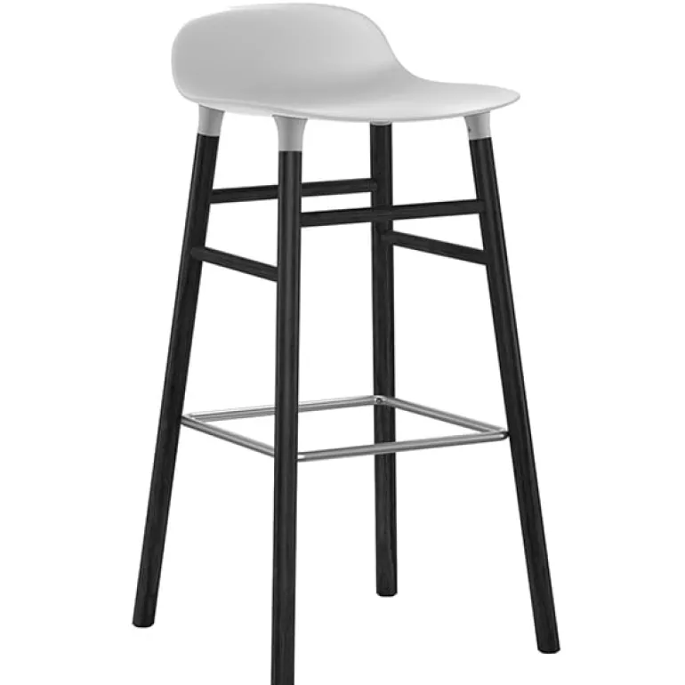 Normann Copenhagen Form bar stool, 75 cm, white - black oak