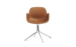 Normann Copenhagen Form Swivel 4L armchair, aluminium - brandy leather Ultra