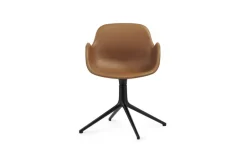Normann Copenhagen Form Swivel 4L armchair, black - brandy leather Ultra
