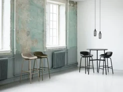 Normann Copenhagen Hyg bar stool, 65 cm, black - brandy leather Ultra