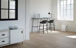 Normann Copenhagen Hyg bar stool, 65 cm, black - brandy leather Ultra