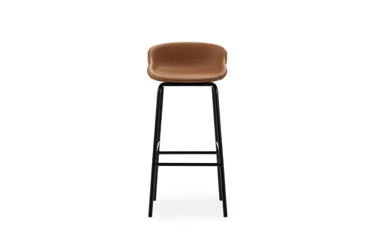 Normann Copenhagen Hyg bar stool, 75 cm, black - brandy leather Ultra