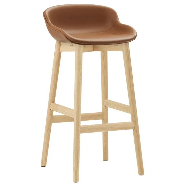 Normann Copenhagen Hyg bar stool, 75 cm, oak - brandy leather Ultra