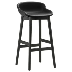 Normann Copenhagen Hyg bar stool, 75 cm, black oak - black leather Ultra