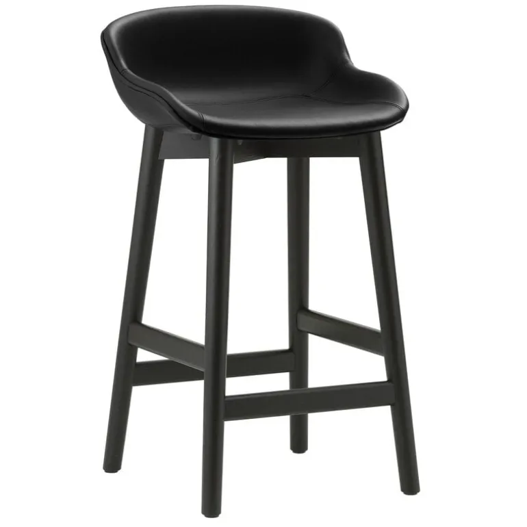 Normann Copenhagen Hyg bar stool, 65 cm, black oak - black leather Ultra