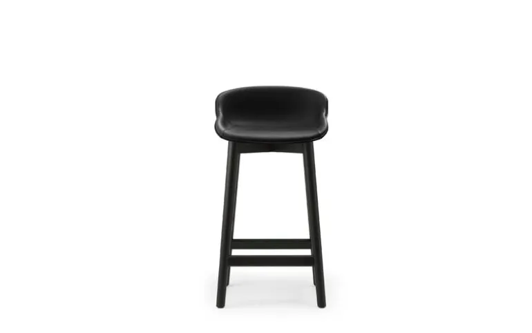 Normann Copenhagen Hyg bar stool, 65 cm, black oak - black leather Ultra