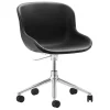 Normann Copenhagen Hyg chair with 5 wheels, swivel, aluminium - black leather Ultra