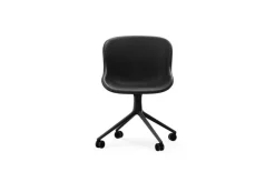 Normann Copenhagen Hyg chair with 4 wheels, swivel, black - black leather Ultra