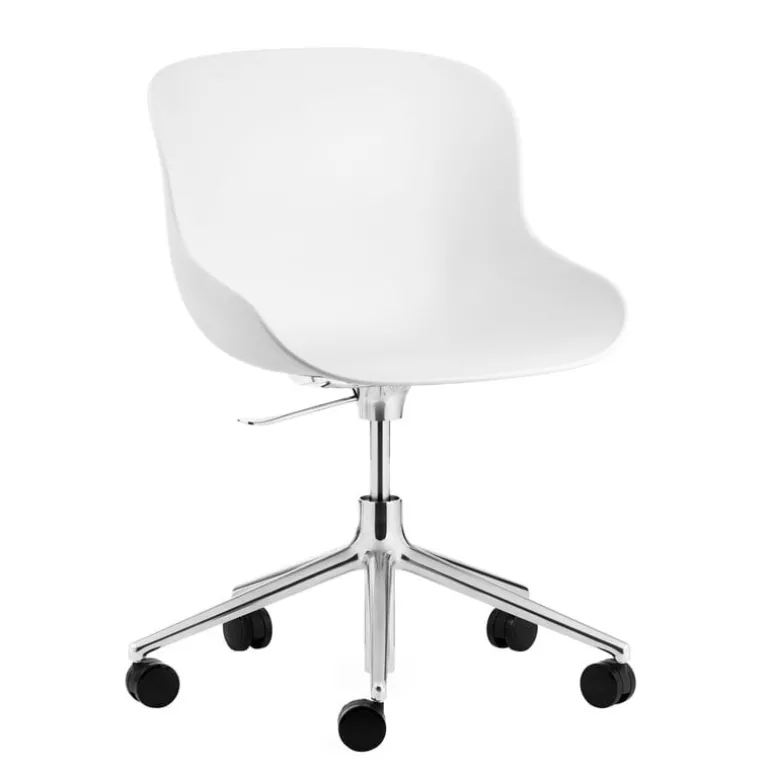Normann Copenhagen Hyg chair with 5 wheels, swivel, aluminium - white
