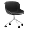 Normann Copenhagen Hyg chair with 4 wheels, swivel, aluminium - black leather Ultra