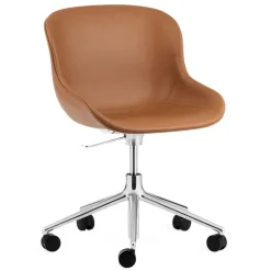 Normann Copenhagen Hyg chair with 5 wheels, swivel, aluminium - brandy leather Ultra