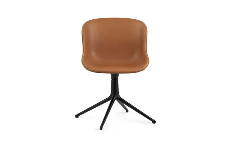 Normann Copenhagen Hyg chair, swivel, black - brandy leather Ultra