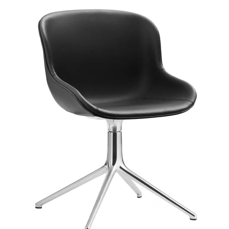 Normann Copenhagen Hyg chair, swivel, aluminium - black leather Ultra