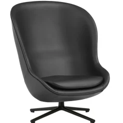 Normann Copenhagen Hyg lounge chair, high, swivel, black - black leather Ultra