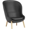 Normann Copenhagen Hyg lounge chair, high, oak - black leather Ultra