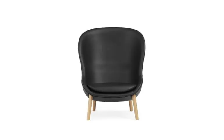 Normann Copenhagen Hyg lounge chair, high, oak - black leather Ultra
