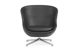 Normann Copenhagen Hyg lounge chair, low, swivel, aluminium - black leather Ultra