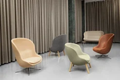 Normann Copenhagen Hyg lounge chair high, swivel, aluminium - brandy leather Ultra