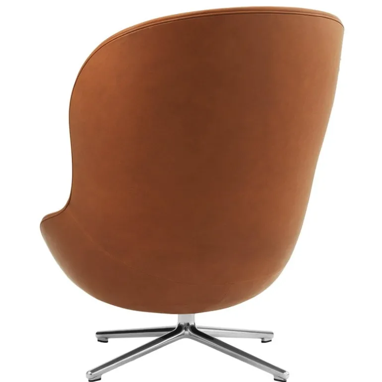 Normann Copenhagen Hyg lounge chair high, swivel, aluminium - brandy leather Ultra