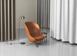Normann Copenhagen Hyg lounge chair high, swivel, aluminium - brandy leather Ultra