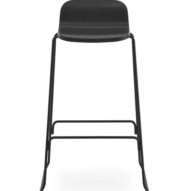 Normann Copenhagen Just Barstool 75 cm, with back rest, black