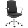 Normann Copenhagen Off chair with 5 wheels, armrests, alu. - black leather Ultra